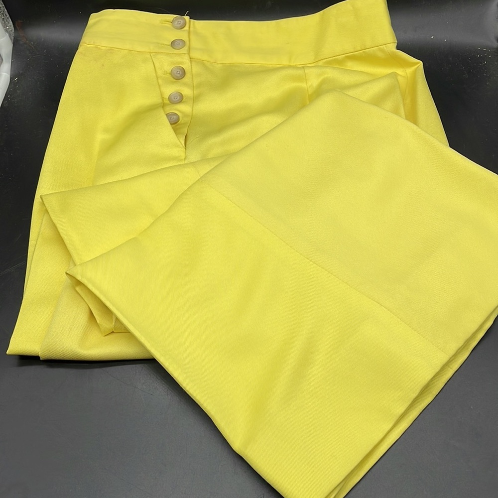 Lemon Yellow Silk Wide Leg Pants Size 6